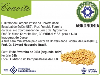 Convite | Curso de Agronomia terá aula inaugural dia 19/02 às 14h